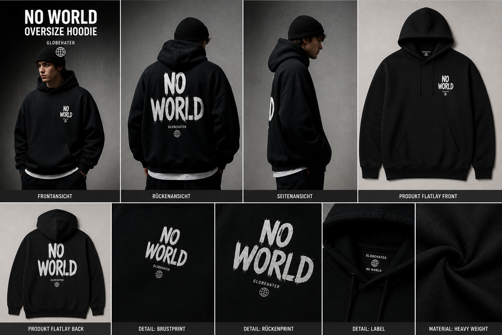 “NO WORLD” Oversize Hoodie